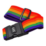 Kit 02 Cadeado Senha E Fita Para Malas De Viagem Bagagem Cor Colorido Desenho Do Tecido Listrado Tamanho 2 Metros