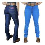 Kit 02 Calças Jeans Feminina Carpinteira Country Boiadeiros