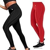 Kit 02 Calças Legging MAX LUPO M Sport Com Silicone Interno No Cós Texturizada A Ar Cintura Alta Sem Costura Academia Fitness Corrida Treino BR Alfa M Regular Regular PRETO VERMELHO 