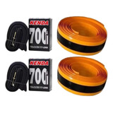Kit 02 Câmara 700x23 25 Kenda 60mm fita Antifuro Speed Bike