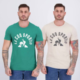 Kit 02 Camisetas Le Coq Sportif Verde E Bege