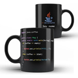 Kit 02 Canecas Pretas Programador Java Com Seu Nome Escrito