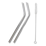Kit 02 Canudos Aço Inox Metal Reutilizável Escova