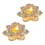 Kit 02 Castiçal De Vidro Porta Velas Flor De Lótus Decoração