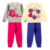 Kit 02 Conjunto Inverno Infantil Flanelado Feminino 1 Ao 8