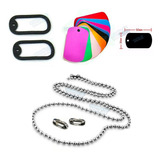 Kit 02 Dog Tag Dogtag Placa Color Corrente Bolinhas Inox