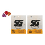 Kit 02 Enc 0 11 Violão Aço Custom Light Sg 6686 Palhetas