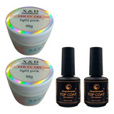 Kit 02 Gel Uv X d Pink Nude 56gr 02 Top Coat Fengshangmei