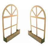 Kit 02 Janela Provençal   Grande   Floreira Cenário Mdf