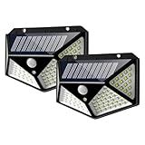 Kit 02 Luminária Energia Solar Para Parede Externa Com 100 Led Sensor Presença 3 Funções Lâmpada Solar Refletor De Energia Solar Iluminação Led Linha Premium Kit Com 02 Luminarias 