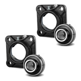 Kit 02 Mancal Quadrado Com Rolamento Ucf 204 Para Eixo 20mm