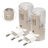 Kit 02 Mini Abajur Luminária Tomada Luz Noturna Led Bivolt Cor Da Cúpula Cristal Cor Da Estrutura Branco 110v 220v