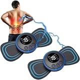 Kit 02 Mini Massageador Pulso Elétrico Portátil Recarregável Dor Pescoço Coluna Pernas Estimulador EMS Pequeno Alivia Dor Tensão Muscular CrossFit Atividade Corporal Academia Exercício Físico