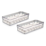 Kit 02 Organizador Porta Ovos 21un Tampa Geladeira Cozinha