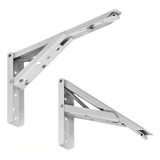 Kit 02 Pares Mão Francesa Dobrável Reforçada Prateleira 30cm