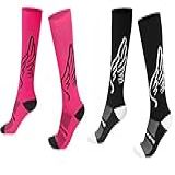 Kit 02 Pares Meia Corrida Ciclismo Hupi Longa Asas Cor Preto Rosa