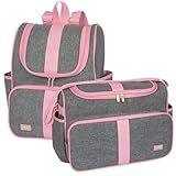 Kit 02 Peças Bolsa Maternidade Bebê Mochila Maternidade Menina Menino Luxo Impermeável Cinza C Rosa 