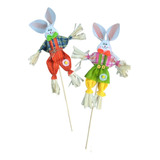 Kit 02 Pick Coelho Casal Pascoa Decoração 44cm