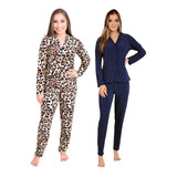 Kit 02 Pijamas De Inverno Liganete Pijama De Frio Longo