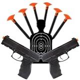 Kit 02 Pistolas De Pressão Brinquedo Infantil Que Lança Dardos No Alvo -06 Dardos Com Ventosas - Alvo-