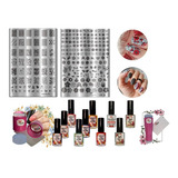 Kit 02 Placas Carimbos Unhas Grandes 10 Esmaltes Carimbo 