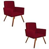 Kit 02 Poltrona Decorativa Nina Suede Vermelho Com Encosto Alto D Rossi