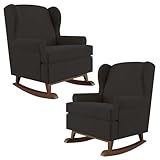 Kit 02 Poltronas De Amamentação Com Balanço Malu Base De Madeira P02 Suede Preto Lyam Decor