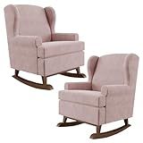 Kit 02 Poltronas De Amamentação Com Balanço Malu Base De Madeira P02 Suede Rosê Lyam Decor