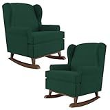 Kit 02 Poltronas De Amamentação Com Balanço Malu Base De Madeira P02 Suede Verde Musgo Lyam Decor