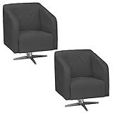 Kit 02 Poltronas Decorativa Silmara Suede Grafite Com Base Giratória Em Aço Cromado D Rossi