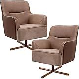 Kit 02 Poltronas Decorativas Base X Giratória Isabella D02 Veludo Importado Bege Escuro B 68 Lyam Decor