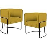 Kit 02 Poltronas Decorativas Fixa Base De Aço Preto Betina D02 Veludo Mostarda C 279 Lyam Decor