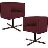 Kit 02 Poltronas Decorativas Giratória Base X Betina D02 Veludo Marsala C 278 Lyam Decor