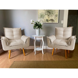 Kit 02 Poltronas Opala Decorativa Várias Cores Pés Palito