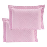 Kit 02 Porta Travesseiro 65x45 Requinte Matelado Colorido Cor Rosa
