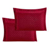 Kit 02 Porta Travesseiro Requinte Matelado Colorido Cor Vermelho