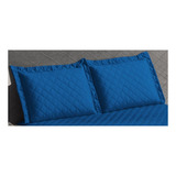 Kit 02 Porta Travesseiros Avulso Matelado Fronha 70x50 Azul