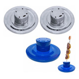Kit 02 Suporte Espeto De Mesa Em Alumínio 01 Suporte Azul
