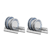 Kit 02 Suporte Organizador 12 Pratos Armário Balcão Cozinha