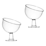 Kit 02 Taça Inclinada Doceira Boca Torta Com Pedestal 1000ml Cor Branco