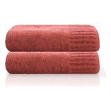 Kit 02 Toalhas De Banho Gigante Velour Camesa 100 Algodão Cor Vinho