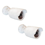 Kit 02 Un Câmera Falsa Bullet Infravermelho Bivolt Com Led Cor Branco