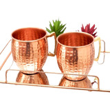 Kit 02 Un Copo Caneca Moscow Mule 450ml Drink Cor Rose Gold