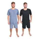 Kit 02 Un Pijama Masculino Curto Liganete Homem