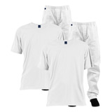 Kit 02 Uniforme Umbanda Calça Brim Camiseta Malha Fria