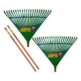 Kit 02 Vassoura Rastelo Ancinho Plástico Com Cabo Trapp 1011
