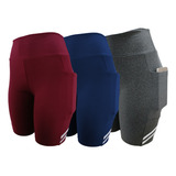 Kit 03 Bermuda Suplex C Bolsos Celular Ciclista Corrida