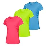 Kit 03 Camiseta Dry Fit Feminina Anti Suor   Linha Premium  GG  Rosa  Amarelo Fluor  Azul Fluor 