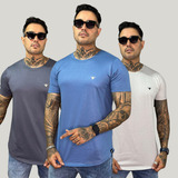 Kit 03 Camisetas Longline Oversized Gola A Fio Malha Pv