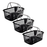 Kit 03 Cestinha Cesta Plástica Supermercado C Alça 9 Litros